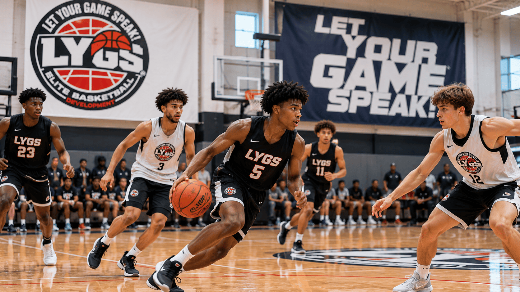 LYGS Elite basketball team competing on the court
